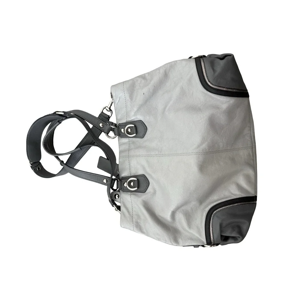 Coach F17096 Gray Leather Ashley Spectator Shoulder 2-Way Satchel/ Handbag